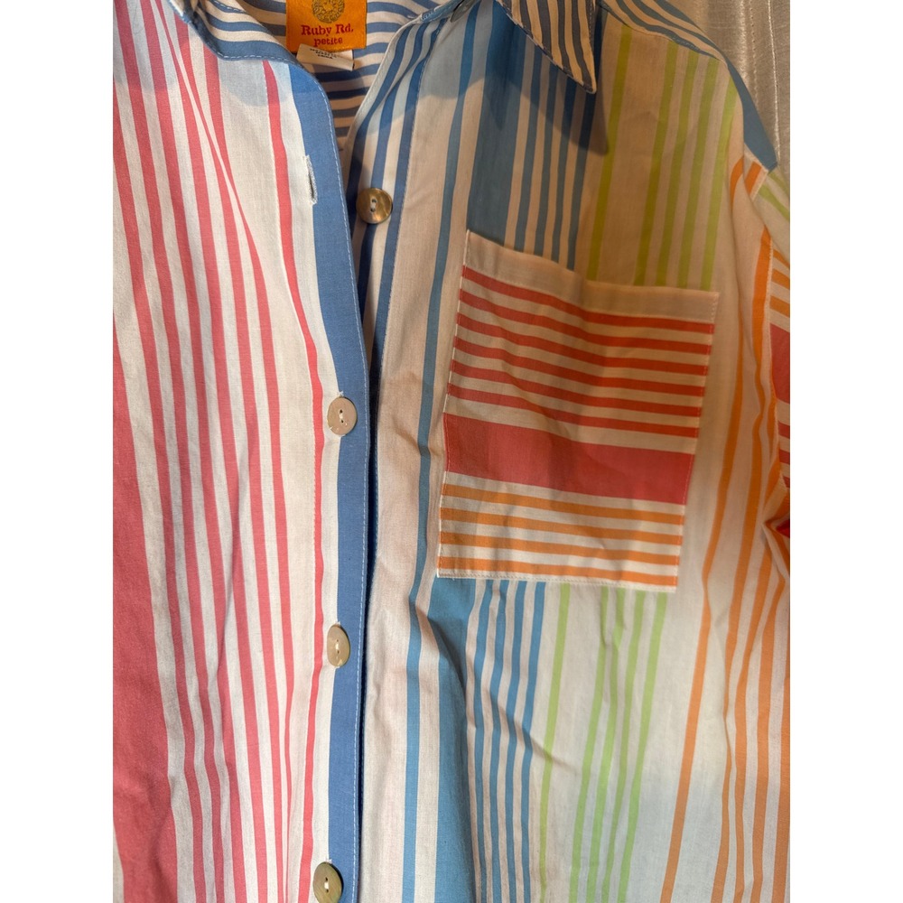 Ruby Rd Petite Multicolor Striped Button Down Shi… - image 3